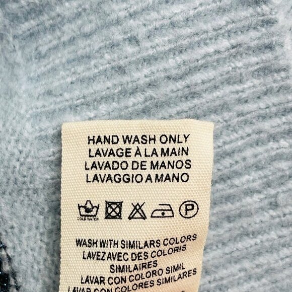 FRNCH Nisa Wave Sweater Womens S Metallic Blue Balloon Sleeves Relaxed Knit - Picture 7 of 11